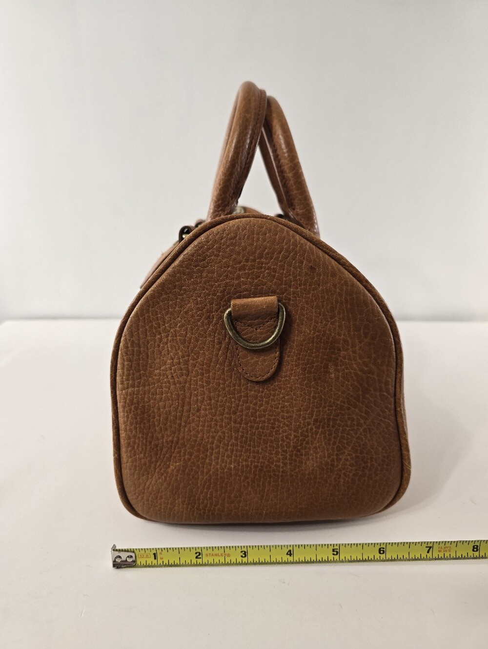 Ralph Lauren Vintage Speedy Dr Bag Pebble Saddle Tan Leather Satchel VTG 90s - Picture 3 of 16